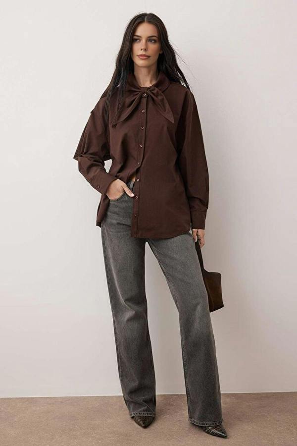 WOVCOR Cotton Poplin Shirt with Bow Tie Collar