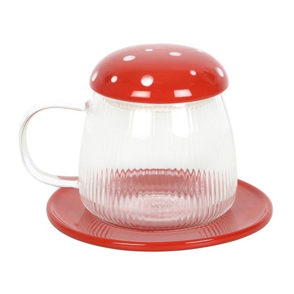 Serano Glass Mushroom Mug and Saucer
