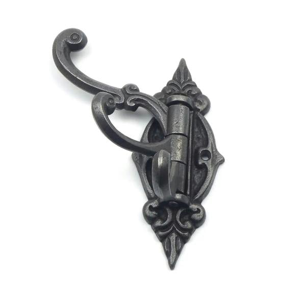 Antique Cast Iron Decorative Swivel Triple Hat and Coat Hook