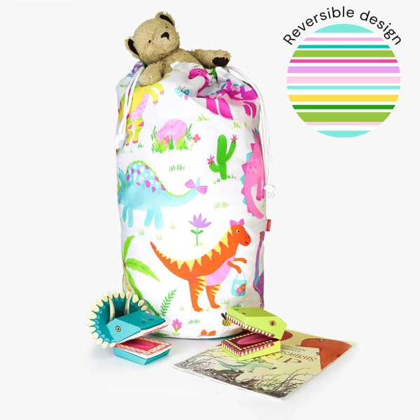 Happy Linen Company Daisy Dinosaur Toy Storage Bag