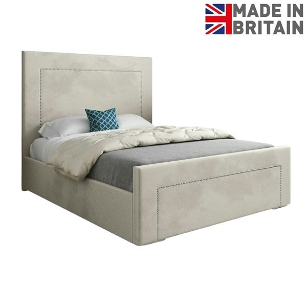 Casa Magna Lucca Upholstered Soft Velvet Bed Frame - Cream