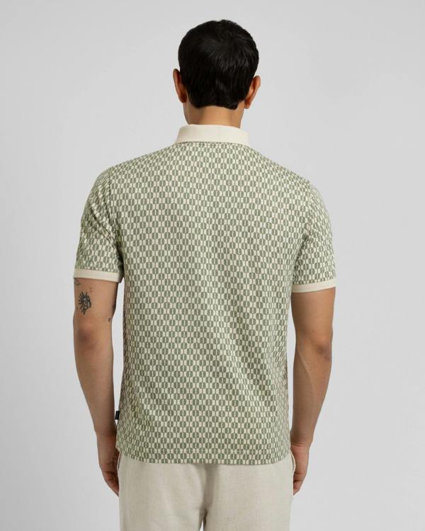 Steel & Jelly Bayley - Retro Geometric Print Polo Shirt