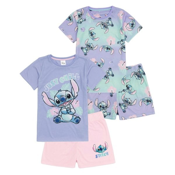 Lilo & Stitch Girls Just Chill Short Pyjama Set (Pack of 2) - Multicoloured