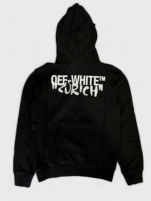 Off - White Zurich Slim Spray Hoodie Black White - Supplied FashionOff - White