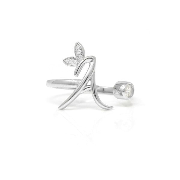 Say It With Adjustable Winged Initial Ring - Sterling Silver