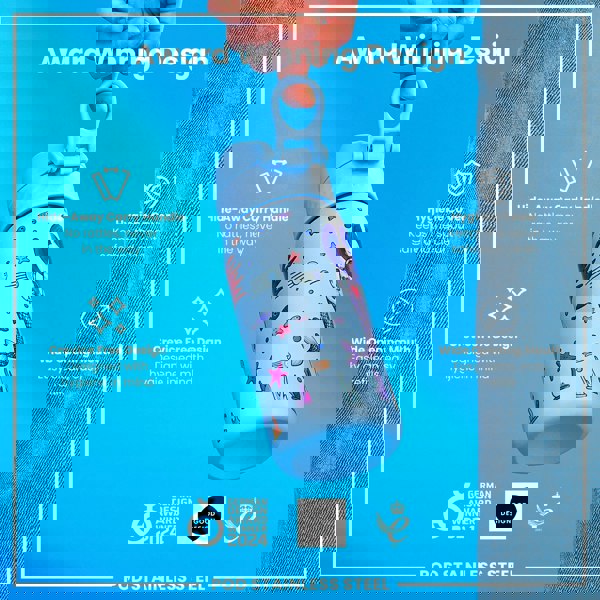 ION8 Leak Proof Kids Water Bottle, Stainless Steel, Mermaids, 400ml (13oz)