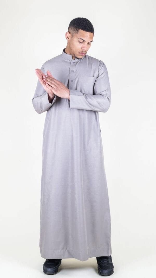 Infinity Leather Mens Thobe Jubba Saudi Islamic Arabic Eid Cotton Kaftan Jubbah Umrah Robe