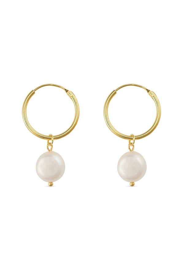Chunky 18K Gold Freshwater Pearl Hoops - Earrings - Elk & Bloom