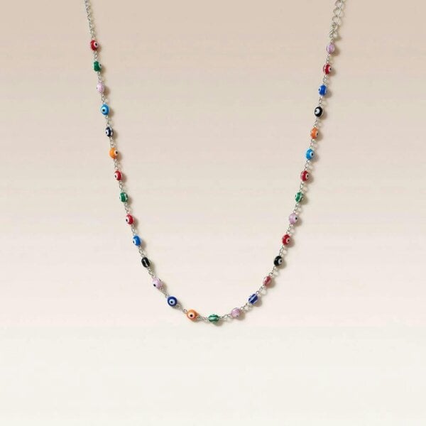 The Colourful Aura Multicolour Adjustable Evil Eye Turkish Boho Devil Eye Protection Necklace