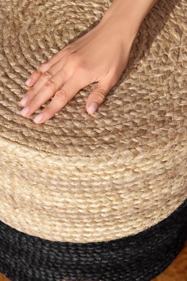 The Rugs Jutta Natural Jute Pouf - Handmade Boho Style