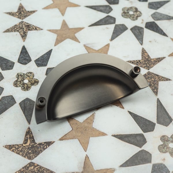 Handle & Home Gun Metal Grey Cup Handle & Matching Knobs