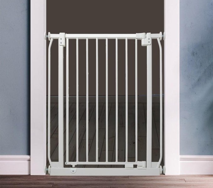 Safetots Elite Pressure Safety Gate, 71cm - 80cm, Matt White, Pressure Fit Stair Gate