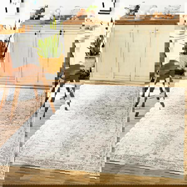 Livabliss Monte Carlo-Vintage Grey Charcoal White Traditional Boho Rug