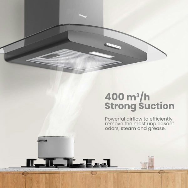 60cm Chimney Cooker Range Hood Kitchen Extractor with 3-Speed Modes Living and Home 