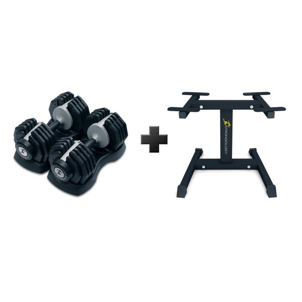 Strongology Homeology Strongology Urban25 Grey Adjustable Dumbbell Pair with Free Durable Steel Adjustable Urban25 Dumbbell Floor Stand