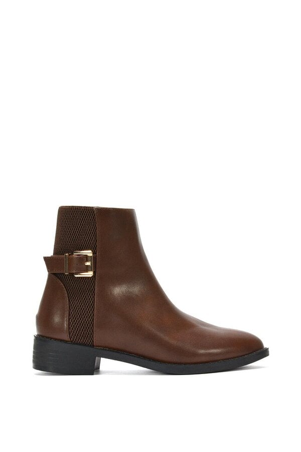 XY LONDON Chelsea Ankle Boots Elasticated Buckle Detail - Brown