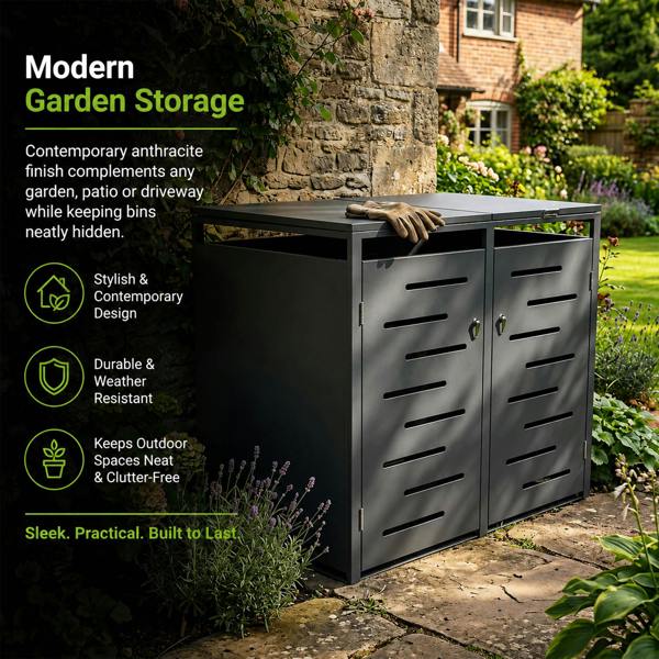 Nicoman Outdoor Lockable Metal Garbage Bin Shed