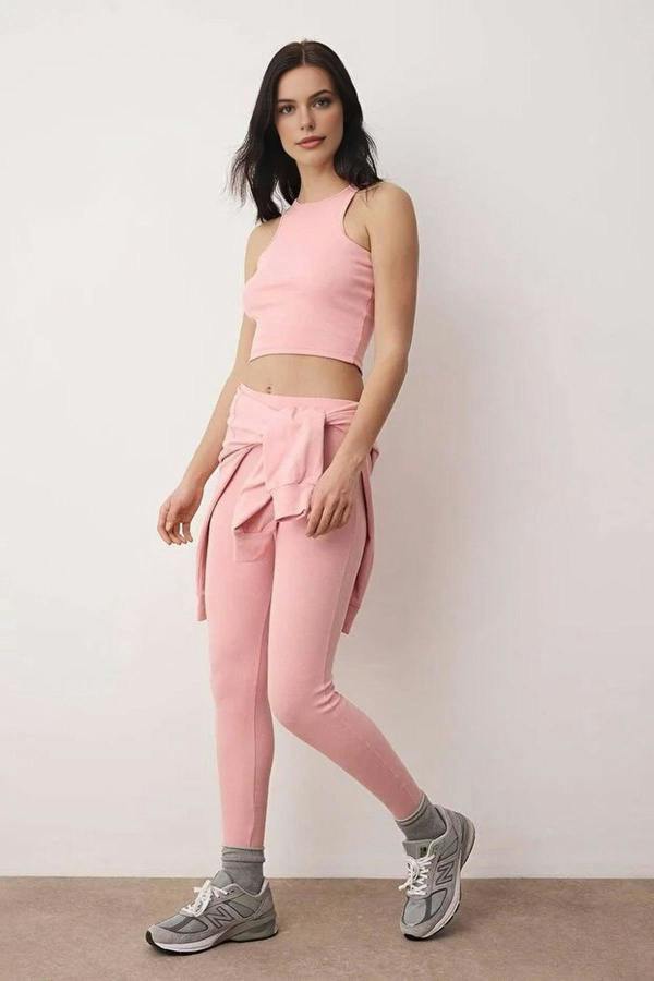 WOVCOR 3-Piece Hooded Knitted Leggings Top and Bottom Set