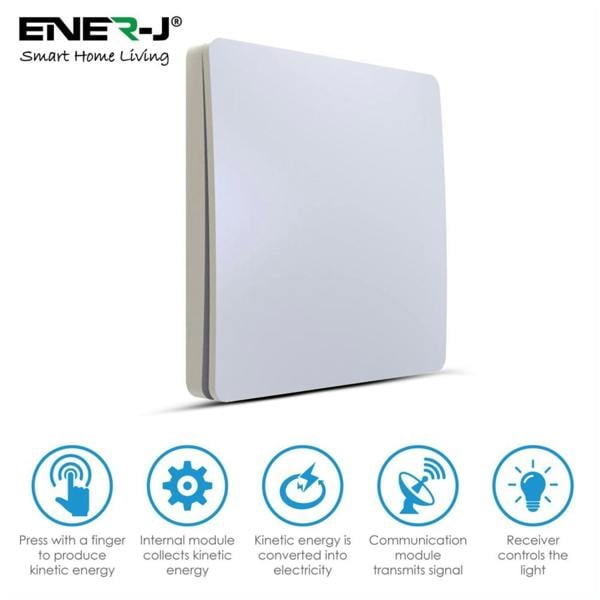 ENER-J Wireless Light Switch Kit, 1 Gang Switch + 100W RF Dimmable Receiver