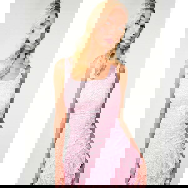 Pink Vanilla Printed Lace Square Neck Dress