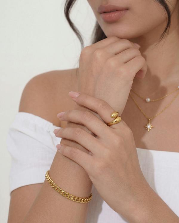Elk & Bloom Chunky Double Dome 14K Gold Ring