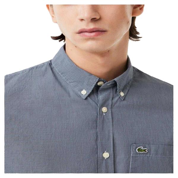 Lacoste Mens Regular Short-Sleeved Shirt - White/Navy Blue - 