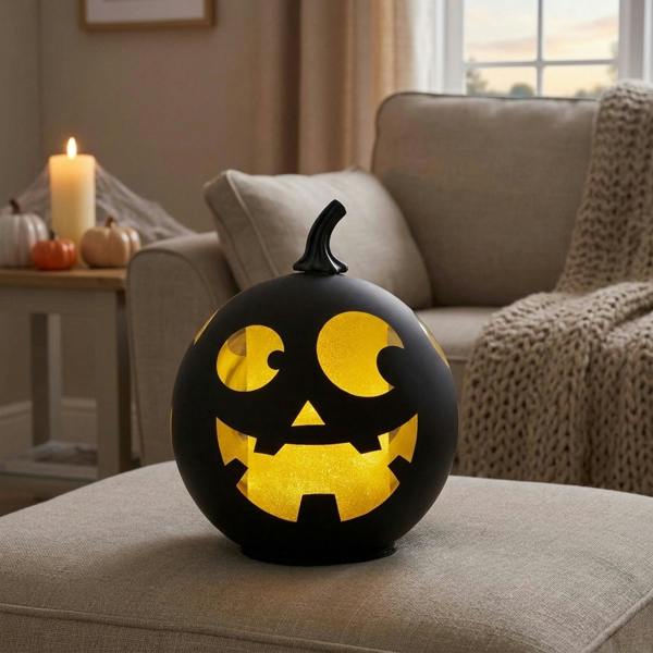 Garden Greatness Halloween Black LED Glass Pumpkin