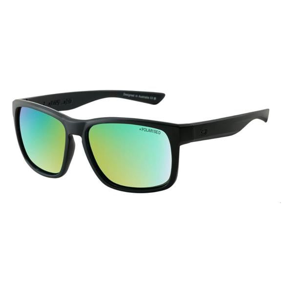 Dirty Dog HOODLUM - Satin Black with Polarized Green Mirror Lens