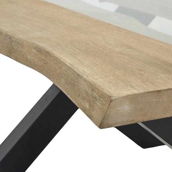 Wyld Haus Vouvant Live Edge  Light Acacia Wood and Glass Coffee Table