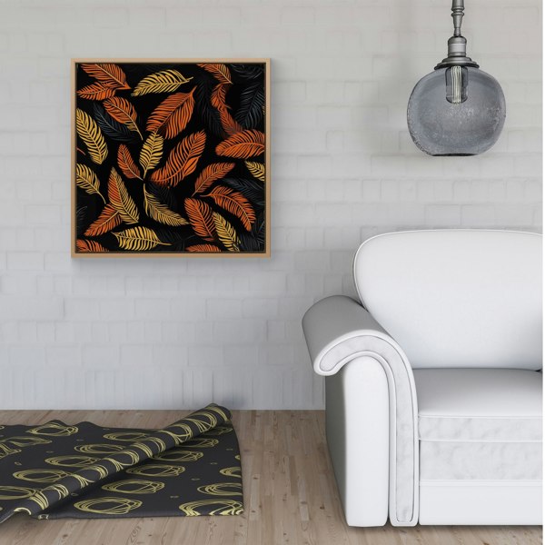 Warren Reed Orange Feather Leaves Framed Canvas