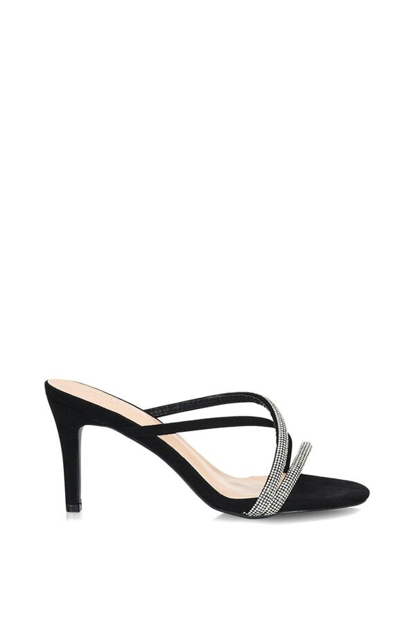 XY LONDON Diamante Cross Over Strappy Sandal Stiletto High Mule Heels