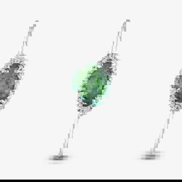 T. H. Baker 18ct White Gold 0.37ct Emerald & 0.07ct Brilliant Cut Diamond Halo Ring NTX1956