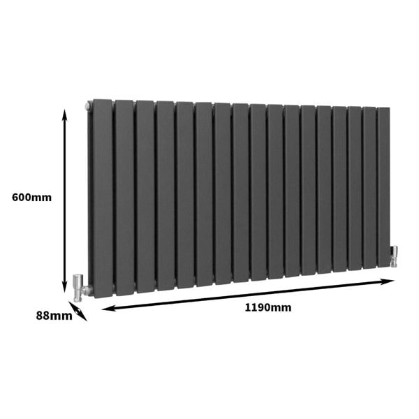 Designer Flat Panel Radiator - Anthracite Grey (600mm x 1190mm)