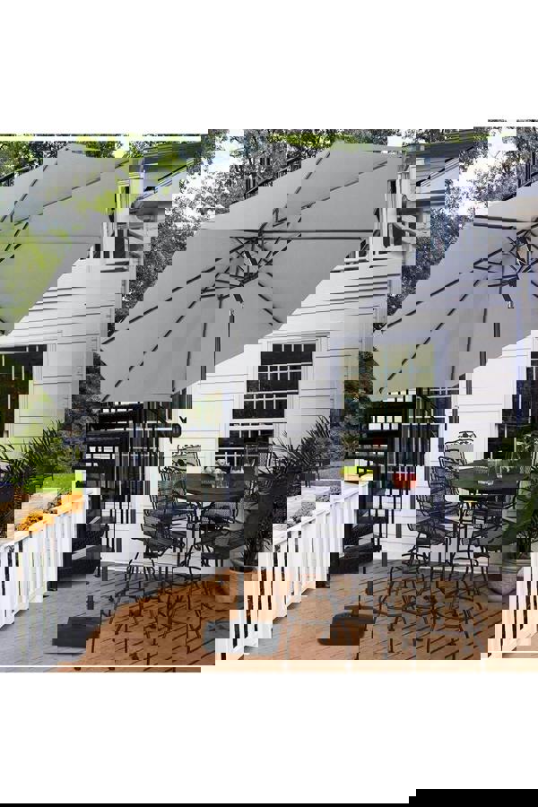 Living and Home 3M Large Rotating Patio Parasol for Outdoor Sunshade and Rain with Plastic Fillable Base