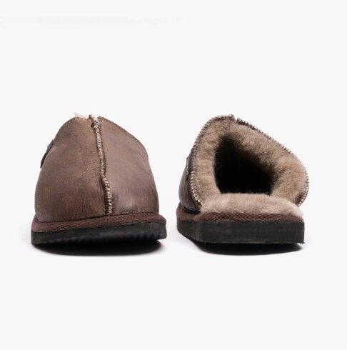 Shepherd HUGO Mens Sheepskin Mules Oiled Antique