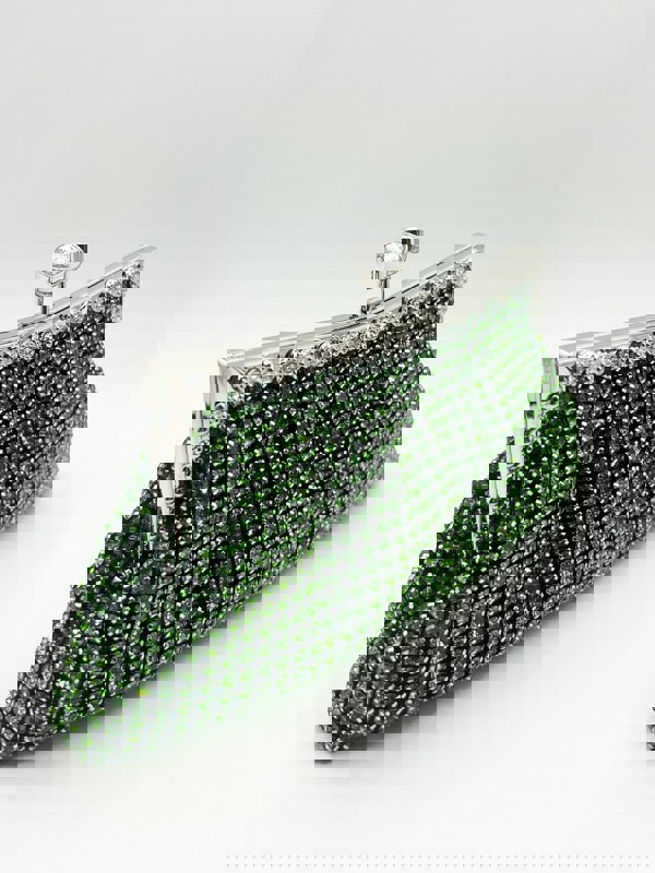 SVNX Green Crystal Clutch Bag