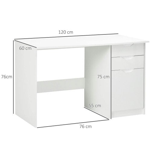 Wyld Haus Niba 120cm High Gloss White Home Office Desk With Drawers And Storage Cabinet