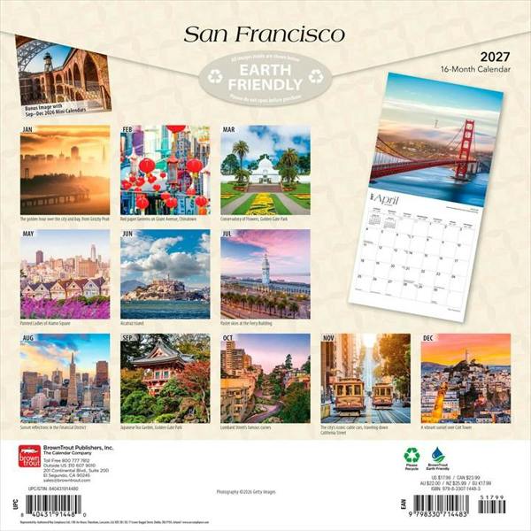 San Francisco Calendar 2027, Wall Calendars, Month To View, Travel, Gift