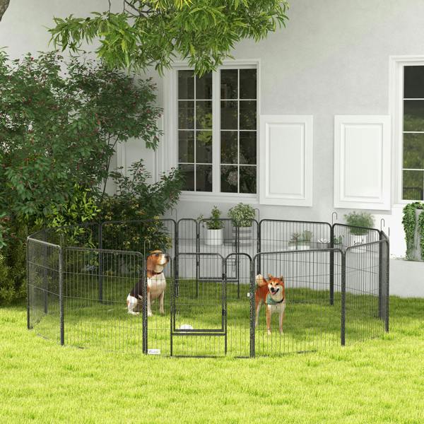 PawHut Heavy Duty Puppy Play Pen, 12 Panels Pet Exercise Pen, for Indoors, Outdoors