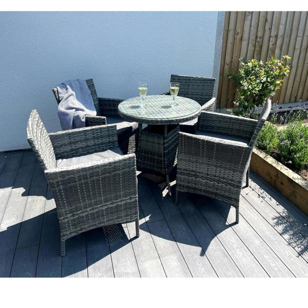 Amazon 5-Piece Rattan Wicker Relaxed Garden Dining Set - Madefor.Living