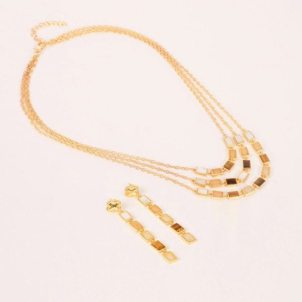 Lila Rasa Earthy Tone Triple Layer Necklace