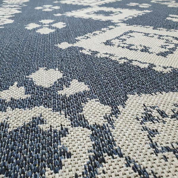 Navy Blue Rug 100% Cotton Washable Rugs Runners Moroccan Pattern Flat Weave Area Mat Large Small