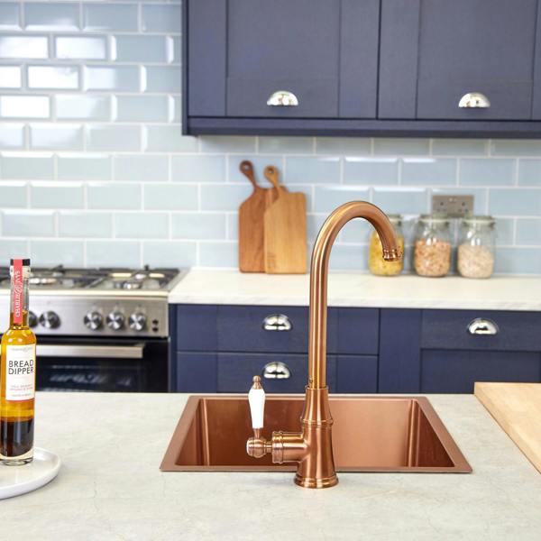 Flode Kjerag | Single Lever Traditional Kitchen Sink Mixer Tap | Copper Finish