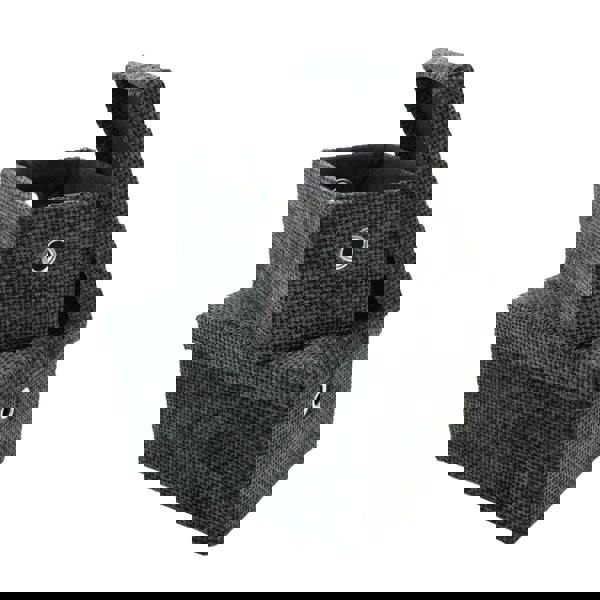 JVL Metro Rectangular Lidded Fabric Storage Baskets for Home Organisation, Set of 2, Black