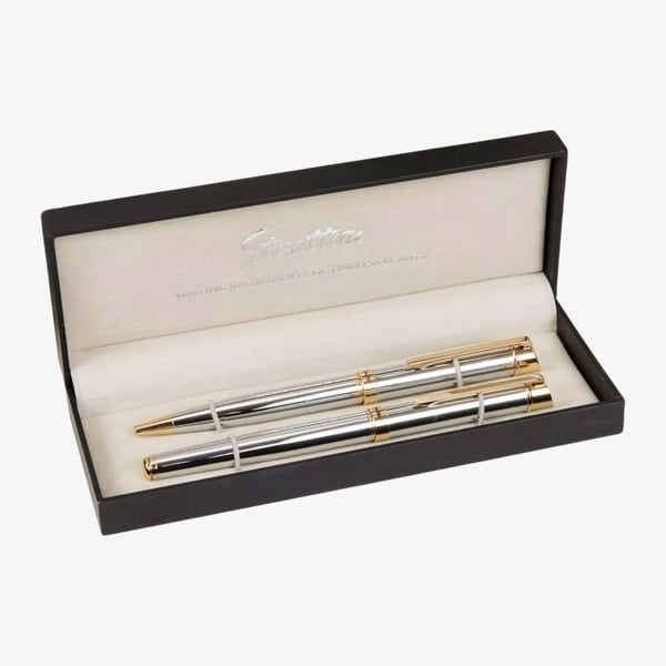 T. H. Baker Stratton Rollerball & Ballpoint Pen Set - Silver & Gold ST1004