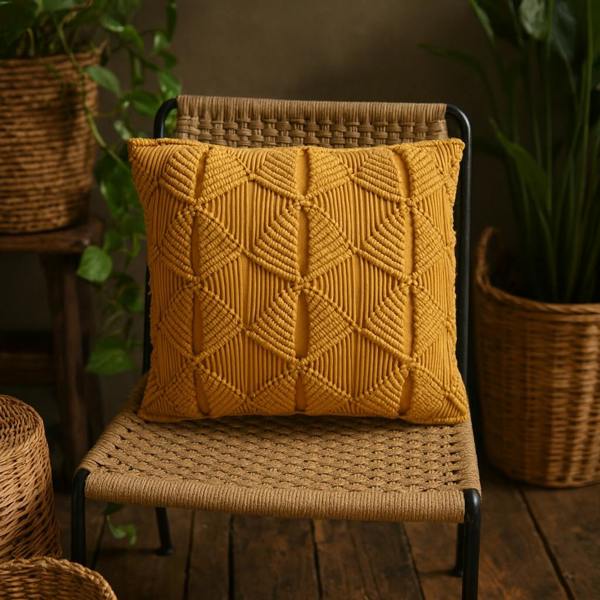 Wyld Haus Set of 2 Rochefort Mustard Handwoven Cushion Covers