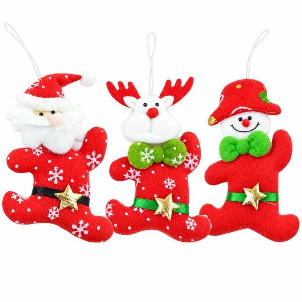 Shatchi 3-Pack Multicolour Handmade Soft Teddy Christmas Hanging Decorations for Tree and Home