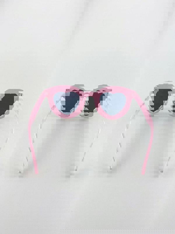 SVNX Plastic Round Frame Sunglasses with Heart Lenses