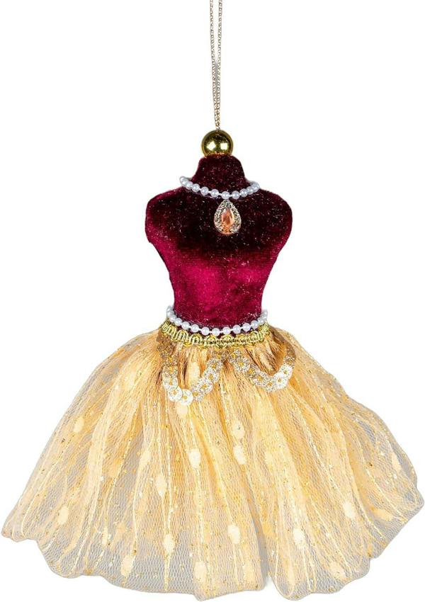 15cm Burgundy and Gold Ballerina Christmas Hanging Decoration Ornament Set image 6