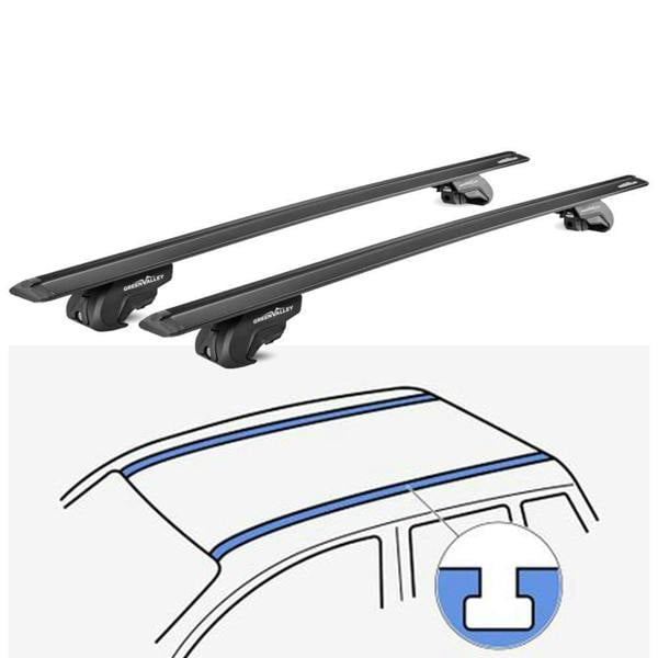 Roof Rack Wing Bars Black, VW Transporter, Caravelle T5 / T6 2003 to 2024 T Profile Rails